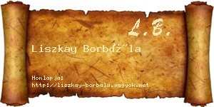 Liszkay Borbála névjegykártya